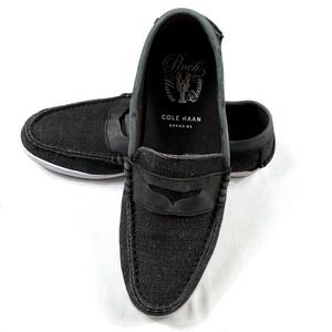 Cole Haan Pinch Maine Classic Black Canvas Penny Loafers Grand OS Mens 10M